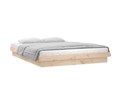 vidaXL Estructura de cama con LED de madera maciza 160x200 cm