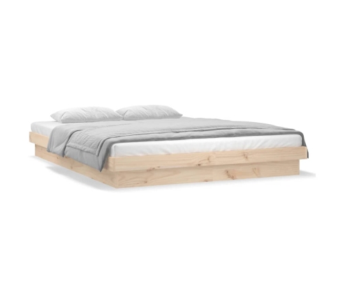 vidaXL Estructura de cama con LED de madera maciza 160x200 cm