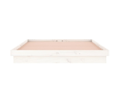 Estructura cama LED sin colchón madera maciza blanco 160x200 cm