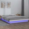 Estructura cama LED sin colchón madera maciza blanco 160x200 cm