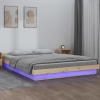 Estructura de cama LED sin colchón madera maciza 200x200 cm