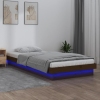 Estructura cama individual LED sin colchón madera marrón miel