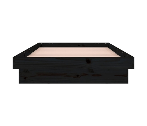 vidaXL Estructura de cama con LED madera maciza negra 90x190 cm