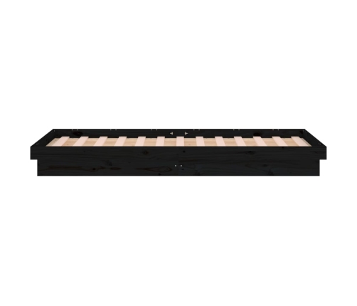 vidaXL Estructura de cama con LED madera maciza negra 90x190 cm