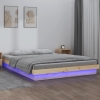 Estructura de cama doble pequeña LED sin colchón madera maciza