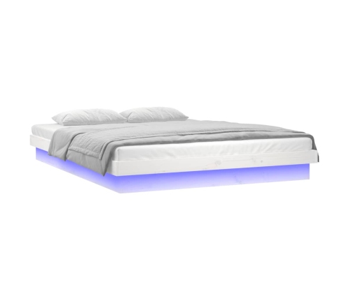 vidaXL Estructura de cama con LED madera maciza blanco 135x190 cm