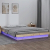 Estructura de cama LED sin colchón madera maciza 140x190 cm