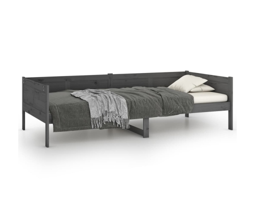 Sofá cama sin colchón madera maciza de pino gris 90x200 cm