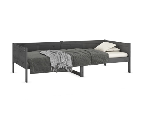 Sofá cama sin colchón madera maciza de pino gris 90x200 cm