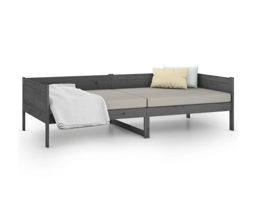 vidaXL Sofá cama de madera maciza de pino gris 90x200 cm