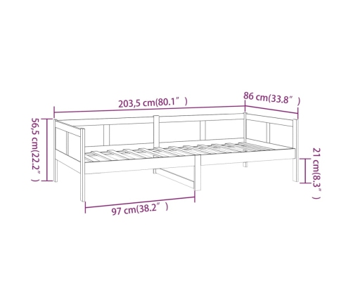 Sofá cama madera maciza de pino 80x200 cm
