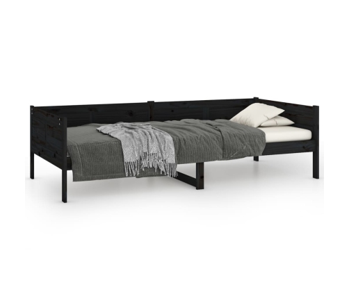 Sofá cama madera maciza de pino negro 80x200 cm