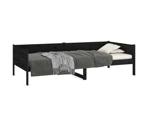 Sofá cama madera maciza de pino negro 80x200 cm