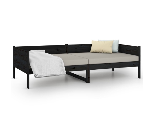 Sofá cama madera maciza de pino negro 80x200 cm