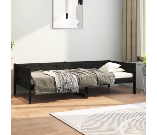 Sofá cama madera maciza de pino negro 80x200 cm