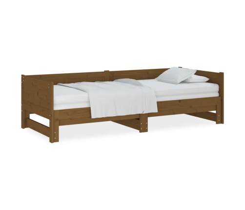 Sofá cama extraíble madera maciza marrón miel 2x(90x200) cm