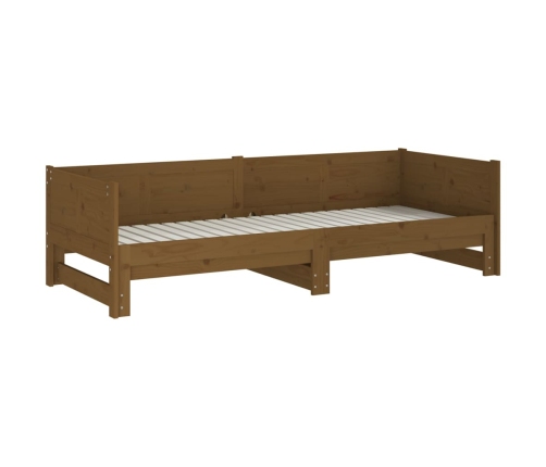 Sofá cama extraíble madera maciza marrón miel 2x(90x200) cm