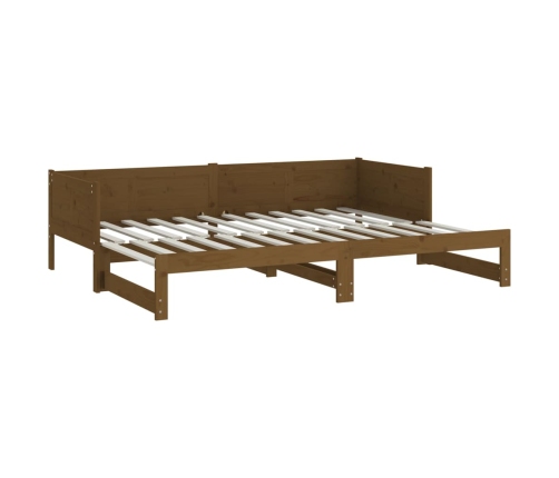 Sofá cama extraíble madera maciza marrón miel 2x(90x200) cm