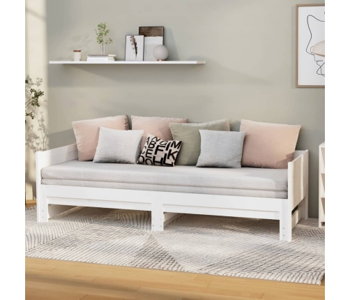 Sofá cama extraíble madera maciza de pino blanco 2x(80x200) cm