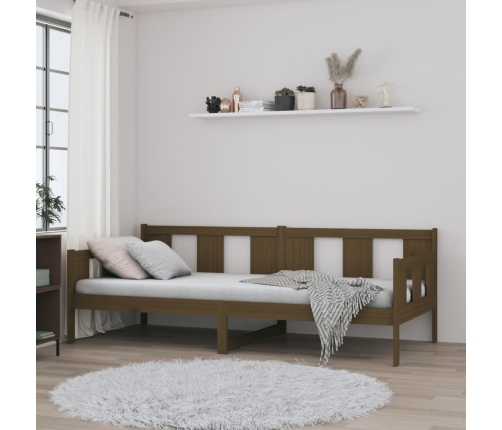 Sofá cama sin colchón madera maciza pino marrón miel 90x200 cm