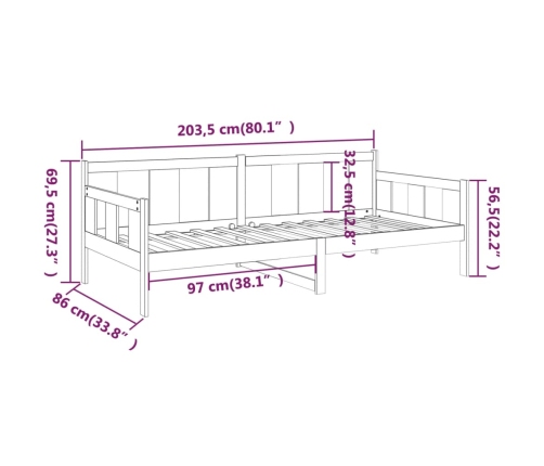 vidaXL Sofá cama madera maciza de pino blanco 80x200 cm