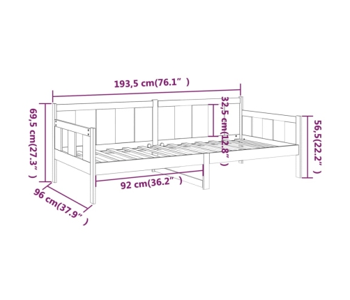 Sofá cama madera maciza de pino 90x190 cm