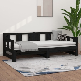 Sofá cama extraíble sin colchón negro 2x(80x200) cm