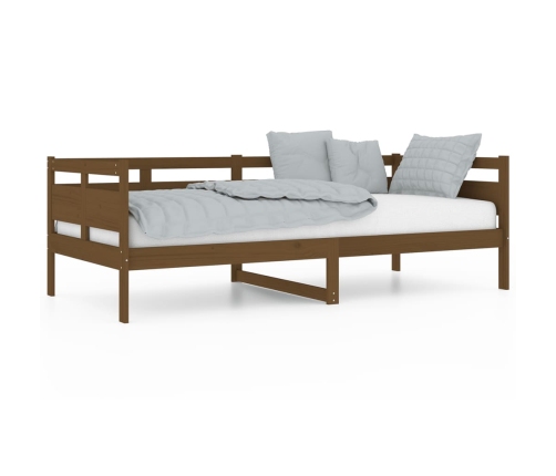 Sofá cama sin colchón madera maciza pino marrón miel 90x200 cm