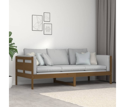 Sofá cama sin colchón madera maciza pino marrón miel 90x200 cm