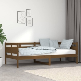 Sofá cama sin colchón madera maciza pino marrón miel 90x200 cm