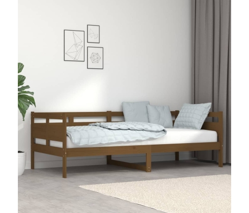 Sofá cama sin colchón madera maciza pino marrón miel 90x200 cm
