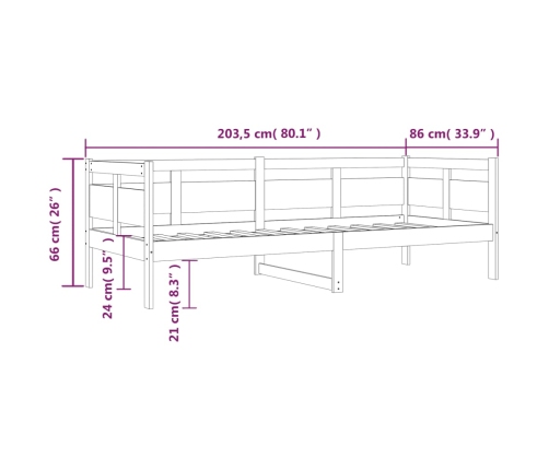 Sofá cama madera maciza de pino blanco 80x200 cm