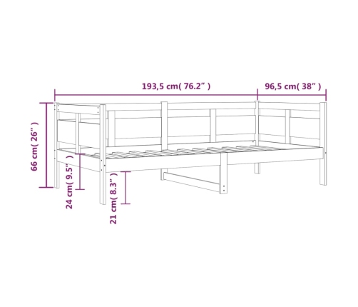 Sofá cama madera maciza de pino 90x190 cm