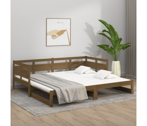 Sofá cama extraíble sin colchón marrón miel 2x(80x200) cm