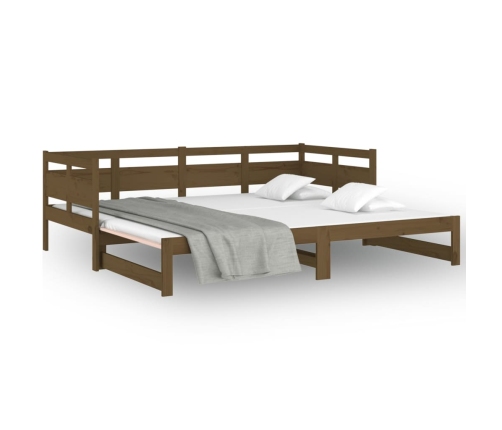 Sofá cama extraíble sin colchón marrón miel 2x(80x200) cm