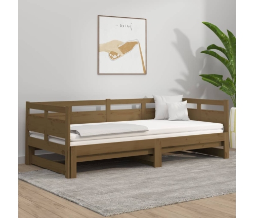 Sofá cama extraíble sin colchón marrón miel 2x(80x200) cm