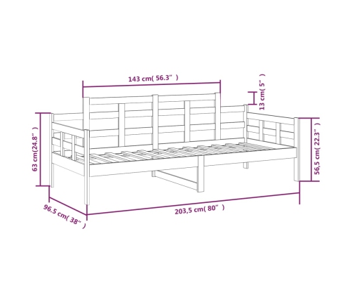 Sofá cama sin colchón madera maciza de pino blanco 90x200 cm