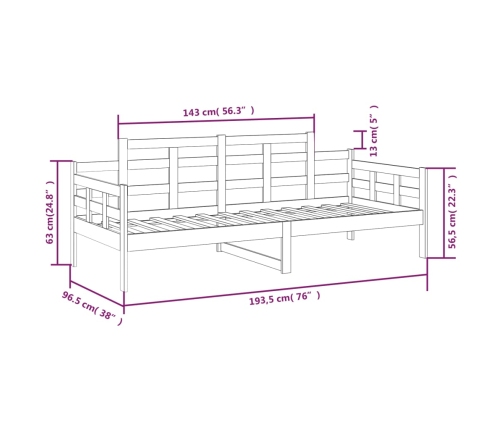 Sofá cama madera maciza de pino 90x190 cm