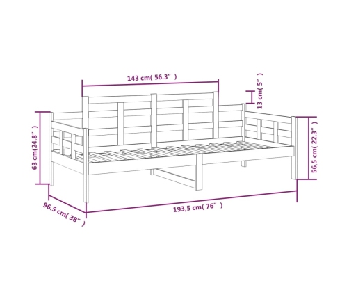 Sofá cama madera maciza de pino blanco 90x190 cm