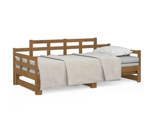 Sofá cama extraíble madera maciza pino marrón miel 2x(90x200)cm