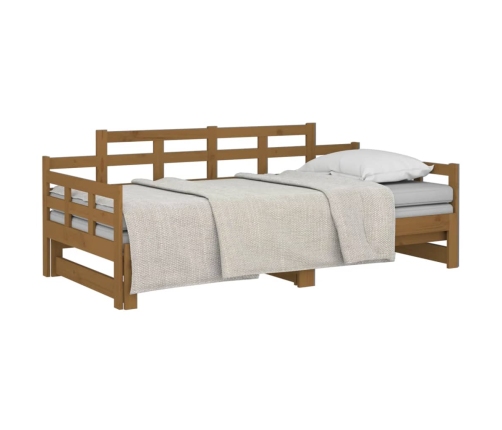 Sofá cama extraíble madera maciza pino marrón miel 2x(90x200)cm