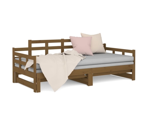 Sofá cama extraíble madera maciza pino marrón miel 2x(90x200)cm