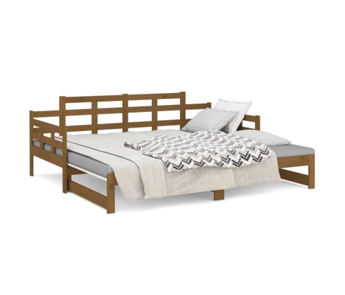 Sofá cama extraíble madera maciza pino marrón miel 2x(90x200)cm