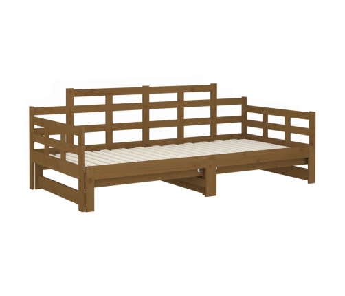 Sofá cama extraíble madera maciza pino marrón miel 2x(90x200)cm