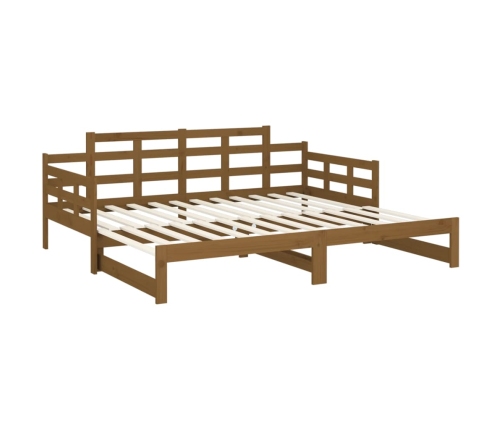 Sofá cama extraíble madera maciza pino marrón miel 2x(90x200)cm