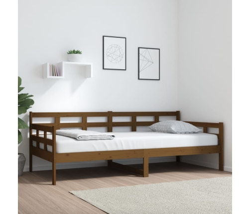 Sofá cama sin colchón madera maciza pino marrón miel 90x200 cm