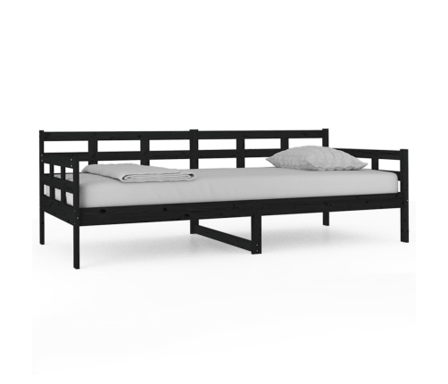 Sofá cama sin colchón madera maciza de pino negro 90x200 cm