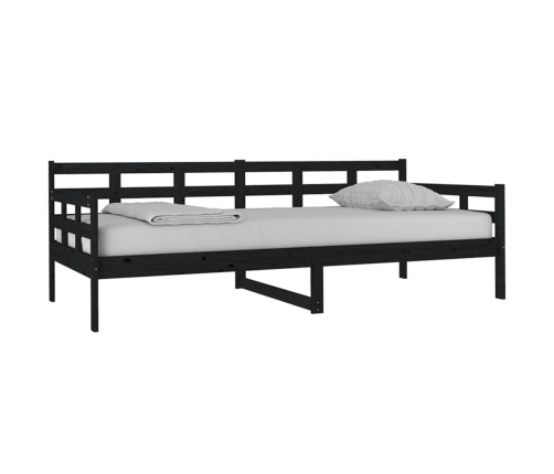 Sofá cama sin colchón madera maciza de pino negro 90x200 cm