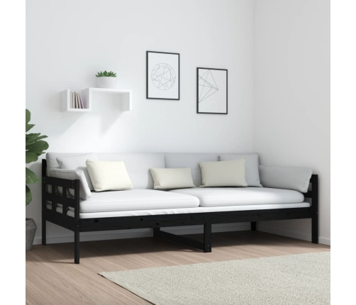 Sofá cama sin colchón madera maciza de pino negro 90x200 cm