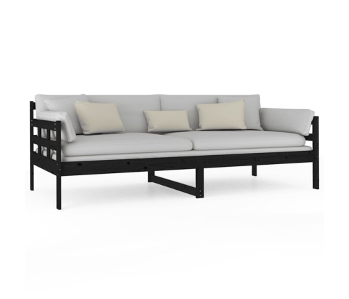 Sofá cama sin colchón madera maciza de pino negro 90x200 cm